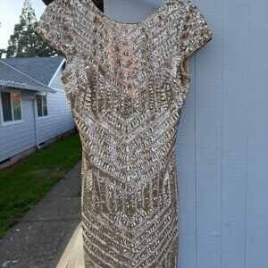 Stunning Gold Sequin Dress by Dress the Population (Size L)